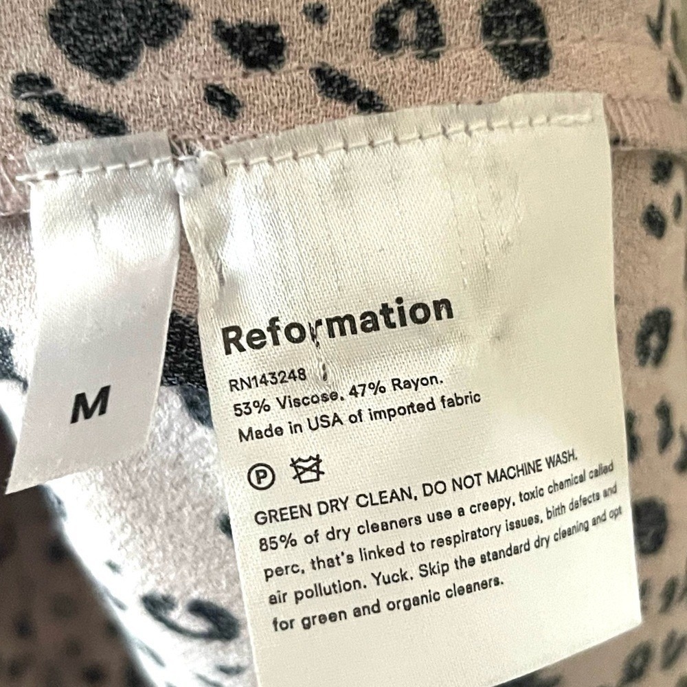 Reformation Leopard Slip Mini Dress Women Size M Pink Black Excellent Scoop Neck - Picture 7 of 8